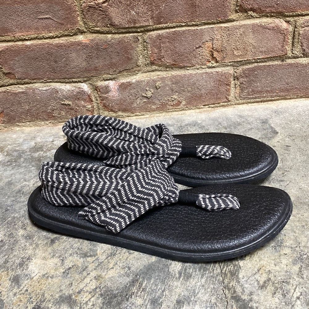 Sanuk Yoga Sling 2-Flip-Flop-Sandal Black Natural Congo Size 11 - Picture 1 of 8
